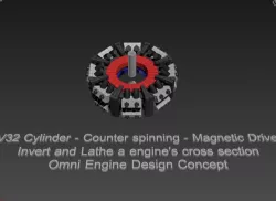 V32 Cylinder - Omni Engine Concept Design - Inverted Counter Spinning Magnetic Drive