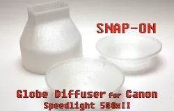 Flash diffuser with snap on domes for canon speedlight 580xII