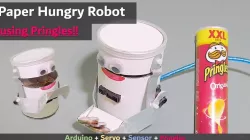 Paper Hungry Robot | Arduino Project | Servo Sensor Pringles project tutorial example