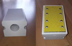Big sanding block with improoved dust extraction and punching tool
