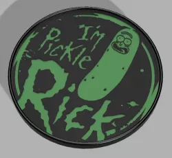 Pickle Rick Coaster and Holder