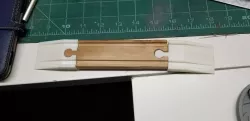 Wood train track ramp with hole