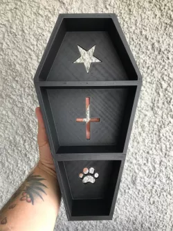Coffin shelf for jewelry, makeup etc