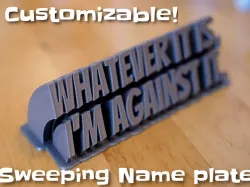Sweeping 2-line name plate (text)