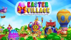 3D Cartoon Easter Village Low-poly  3D model