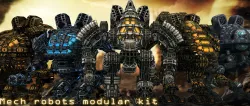 3DRT - Robots mech modular construction kit Low-poly  3D model