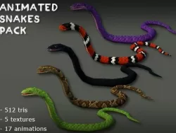 Animated Snakes Pack Low-poly  3D model