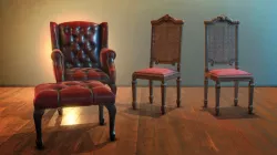 Antique gothic chairs Low-poly  3D model