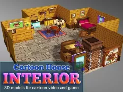 Cartoon House Interior Low-poly  3D model