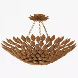 CRYSTORAMA BROCHE 6 LIGHT ANITQUE GOLD SEMI-FLUSH II round chand 3D model