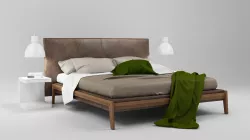 Ipanema bed with Karman ceramic lamp and Aero bedside table 3D model