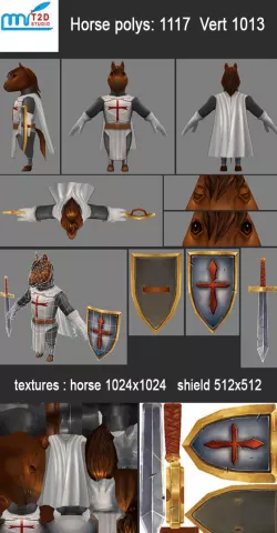 Knight Character Horse Low-poly  3D model