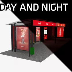 Large bus stop v1 day and night 3D model