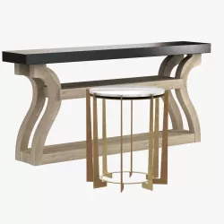 Leonard Regency Antique Brass Metal Drum White Quartz Side Table 3D model