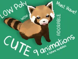 Low Poly Cute Toon Red Panda Low-poly  3D model