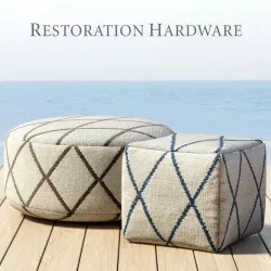 OUTDOOR HAND-KNOTTED MOROCCAN TILE FLATWEAVE POUF 3D model