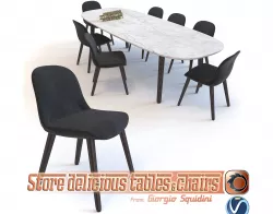 Poliform Mad dinning Chair and Table Low-poly  3D model