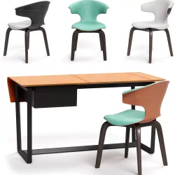 Poltrona Frau Montera Armchair and Fred desk 3D model