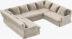 Restoration Hardware Belgian Classic Roll Arm U-Sofa Sectional 3D model
