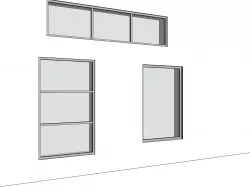 revit parametric picture fixed window families with grid 3D model
