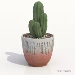 Ritterocereus Potted Cactus Plant 3D model