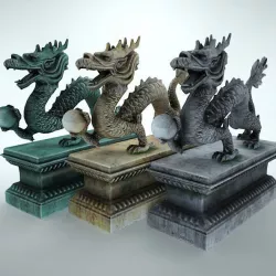 Statues Chinese Dragons Low-poly  3D model