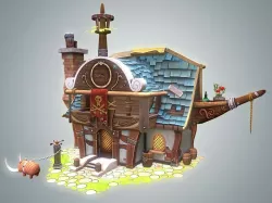 Stylized Pirate House Low-poly  3D model