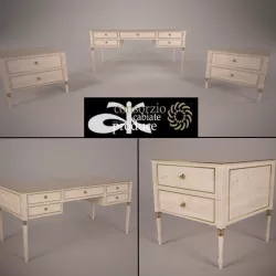 Table And Bedside Tables 3D model