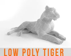 Tiger and Lion Low Poly Mammal Wild Africa Animal Lowpoly Low-poly  3D model