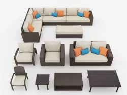 TROPITONE Outdoor Wicker Furniture Set 3D model