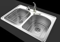 two bowls sink and pull out faucet