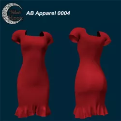 VM A0004 -  Stylish pencil dress with ruffles and short sleeves Low-poly  3D model