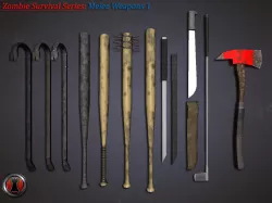 Zombie Survival Series - Melee Weapons 1 Low-poly  3D model