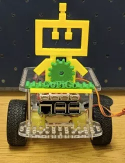 GoPiGo Rack and Pinion Gear Example with Dexter Logo