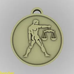 Libra Zodiac Medallion Pendant