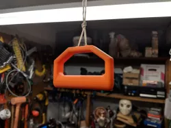 Attic folding ladder rope pull handle