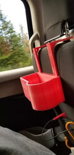 Car headrest cup holder/organizer