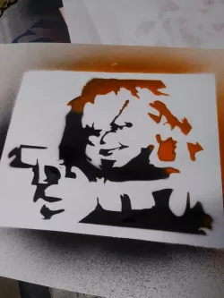 Chucky with Gun Stencil