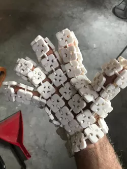 3D printed three, or 4, or ? fingered glove with snap together square mesh