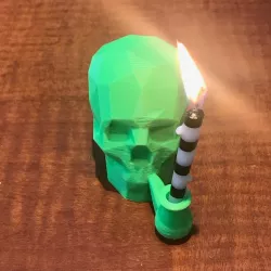 Low-Poly "Smoking" Skull Candle Holder