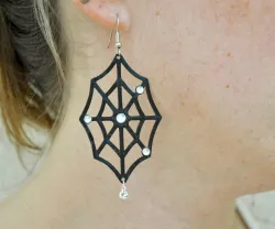 Rhinestone Spider Web Earrings