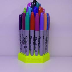 Zigzag Rows Pen&Sharpie Holder Stl File, For 36 Sharpies