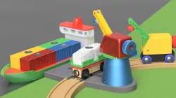 Tower/clever crane and container for wooden track - Brio and Ikea compatible 