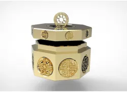 An Octagonal Lotus Tradition Case & Coin Bank