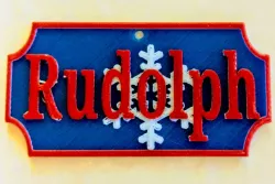 Rudolph Name or Gift Tag with Blank Multicolored