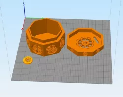 An Octagonal Lotus Tradition Case & Coin Bank (Separated)