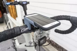 iPhone 7 Smart Battery Case bike handlebar mount with GoPro mount
