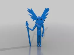 black vodoo man with ckicken head stick