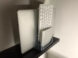 Macbook vertical stand with holder for wireless keyboard and touchpad