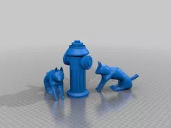 cats around fire hose hydrant